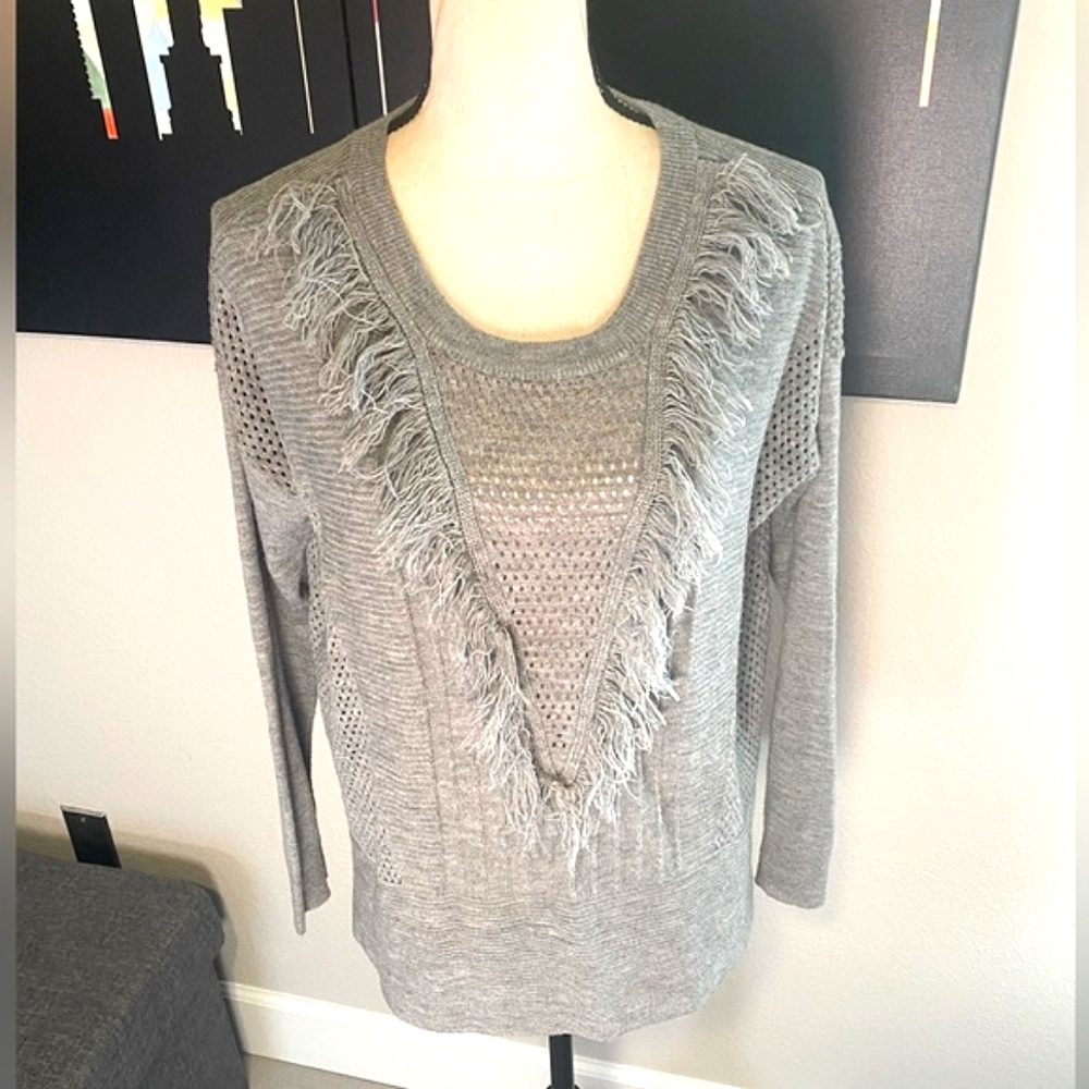 Vero Moda Clarisa Grey Tassle Front Sweater Medium NWOT